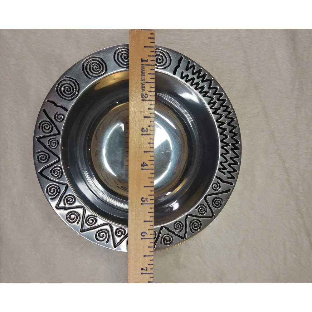 Wilton Armetale Reggae Pattern Berry Bowl 6.5in Silver Aluminum Alloy